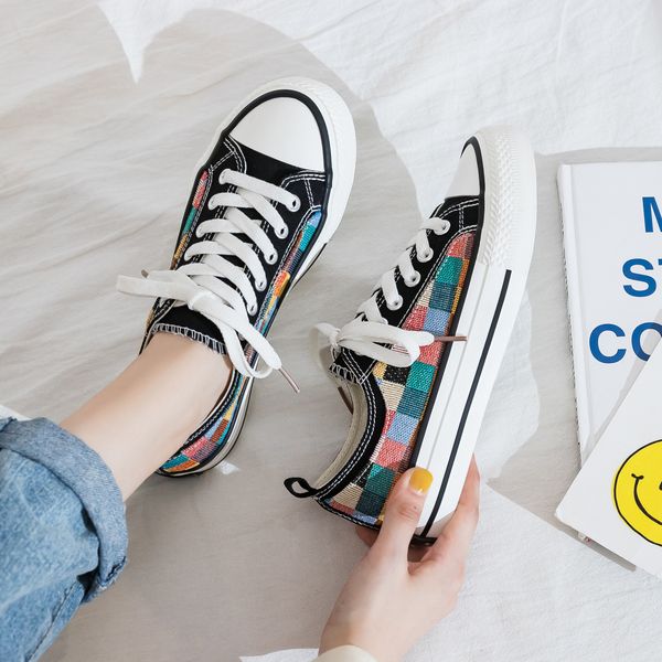 2020 autumn net red shoes black with low-colored plaid canvas shoes female students korean-style casual breathable board shoes
2020 autumn net red shoes black with low-colored plaid canvas shoes female students korean-style casual breathable board shoes