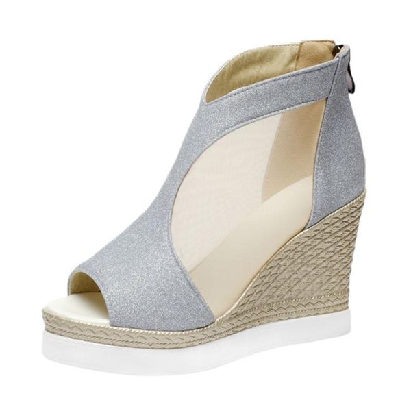 sagace women wedges sandals platform with crystal mesh sandals women open toe shining rear zipper platform wedges shoes, Black
sagace women wedges sandals platform with crystal mesh sandals women open toe shining rear zipper platform wedges shoes, Black