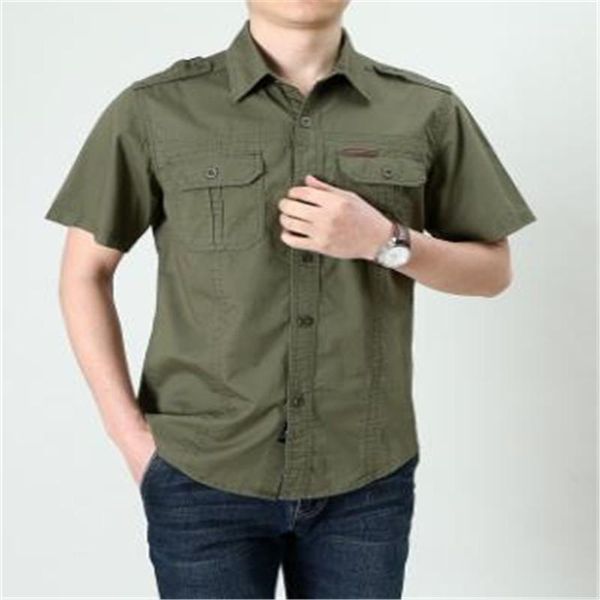 military style male clothing summer mens designer shirts solid color short sleeve single breasted pocket, White;black
military style male clothing summer mens designer shirts solid color short sleeve single breasted pocket, White;black