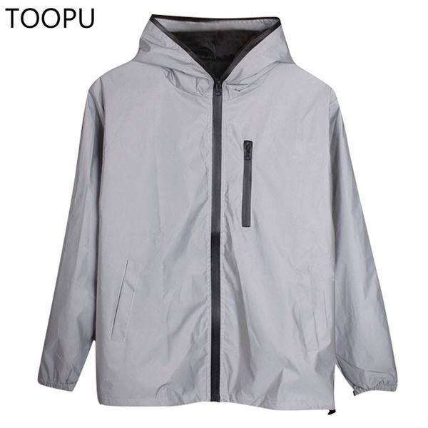 long sleeved reflective jacket men / women harajuku windbreaker jackets hooded hip-hop streetwear night shiny zipper coats, Black;brown 
long sleeved reflective jacket men / women harajuku windbreaker jackets hooded hip-hop streetwear night shiny zipper coats, Black;brown