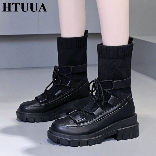 htuua 2020 new fall winter women's boots fashion cross-tied knitting breathable ankle boots wedges platform shoes sx4262, Black
htuua 2020 new fall winter women's boots fashion cross-tied knitting breathable ankle boots wedges platform shoes sx4262, Black