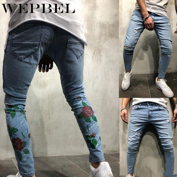 men's jeans wepbel fashion hole ripped women denim pencil floral pants casual slim fit trousers female, Blue
men's jeans wepbel fashion hole ripped women denim pencil floral pants casual slim fit trousers female, Blue