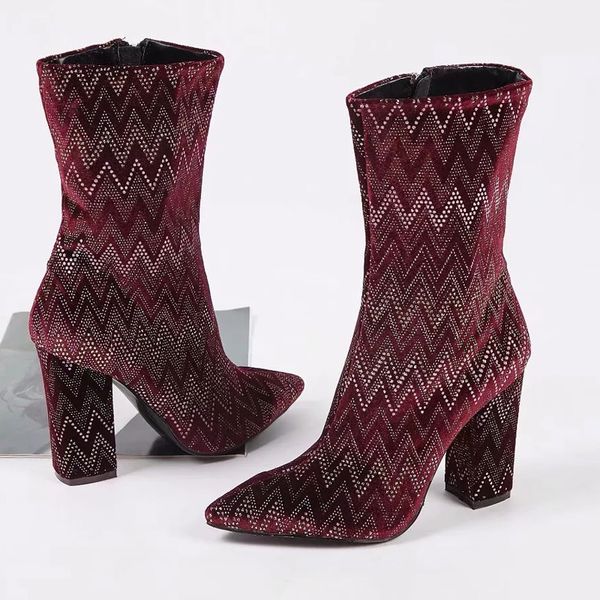 new mixed colors wave embroidery ankle boots ladies pointed toe wine red flock chunky heels slip on mujer botas zapatos, Black
new mixed colors wave embroidery ankle boots ladies pointed toe wine red flock chunky heels slip on mujer botas zapatos, Black
