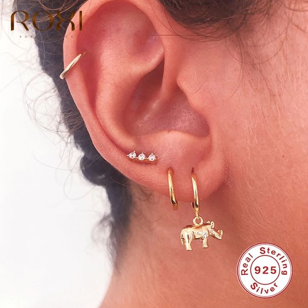 hoop & huggie roxi cute rare animal rhinoceros earrings for women men birthday team gift 925 sterling silver earring jewelry pendientes, Golden;silver
hoop & huggie roxi cute rare animal rhinoceros earrings for women men birthday team gift 925 sterling silver earring jewelry pendientes, Golden;silver
