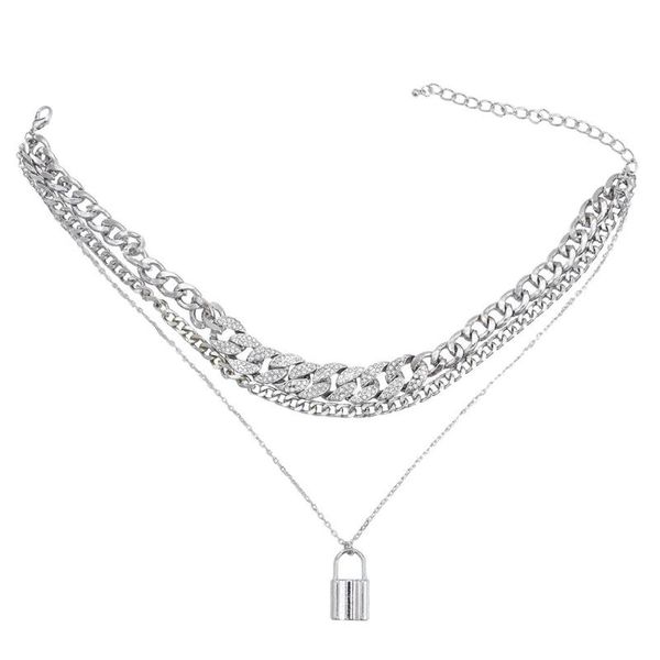 2020 new european and american fashion three-layer necklace non-fading female hip-hop heavy color clavicle chain, Silver
2020 new european and american fashion three-layer necklace non-fading female hip-hop heavy color clavicle chain, Silver