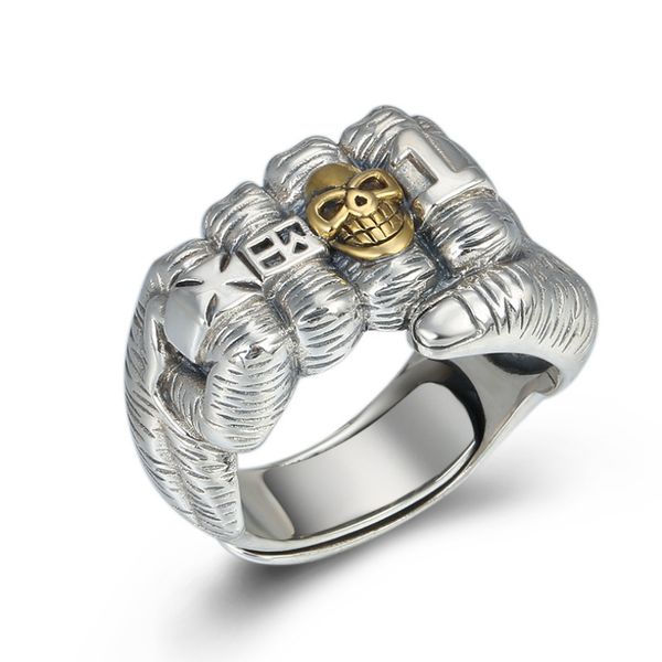 925 sterling silver fist ring for man women real silver creative skull power fist male female domineering open ring jewelry
925 sterling silver fist ring for man women real silver creative skull power fist male female domineering open ring jewelry