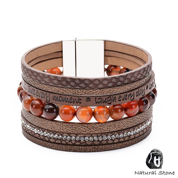 women men natural stone coffee onyx beaded bracelets layered braided pu leather bracelet bangle wristban magnetic buckle jewelry, Golden;silver
women men natural stone coffee onyx beaded bracelets layered braided pu leather bracelet bangle wristban magnetic buckle jewelry, Golden;silver