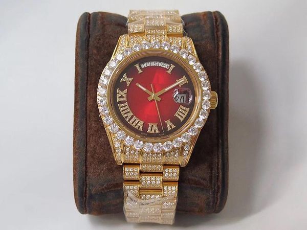 red eta diamond mens watch 904l diamond watch reloj de lujo 2836 movement watches week calendar double time automatic montre de luxe i0, Slivery;brown
red eta diamond mens watch 904l diamond watch reloj de lujo 2836 movement watches week calendar double time automatic montre de luxe i0, Slivery;brown
