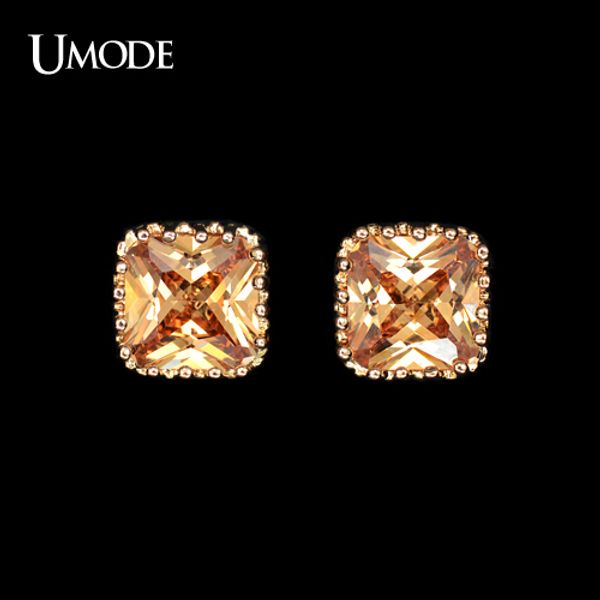 umode 1cm square champagne color + cz stone cute stud earrings gift for women ue0094, Golden;silver
umode 1cm square champagne color + cz stone cute stud earrings gift for women ue0094, Golden;silver