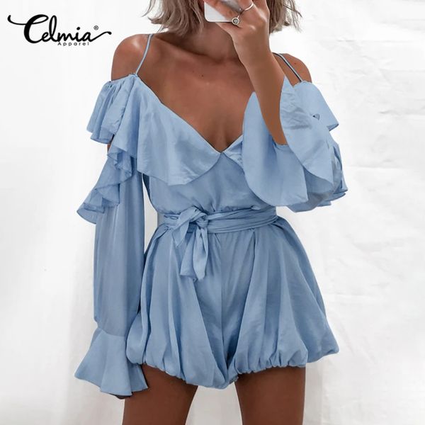 sexy с плечом женщины комбинезоны celmia 2020 лета с длинным рукавом оборок коротких rompers повседневной сыпучей партии комбинезон пояс лег, Black;white
sexy с плечом женщины комбинезоны celmia 2020 лета с длинным рукавом оборок коротких rompers повседневной сыпучей партии комбинезон пояс лег, Black;white