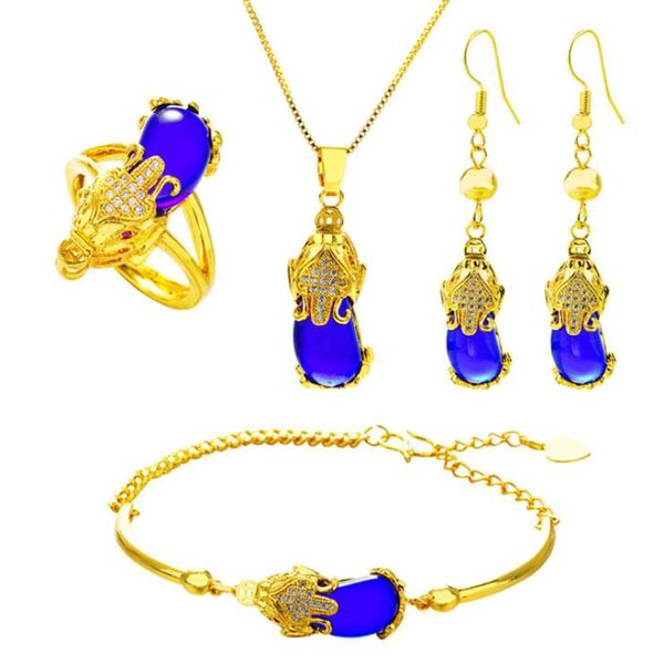 brass gold color lucky pixiu set vietnam sand gold green pixiu four-piece imitation ladies jewelry, Black
brass gold color lucky pixiu set vietnam sand gold green pixiu four-piece imitation ladies jewelry, Black