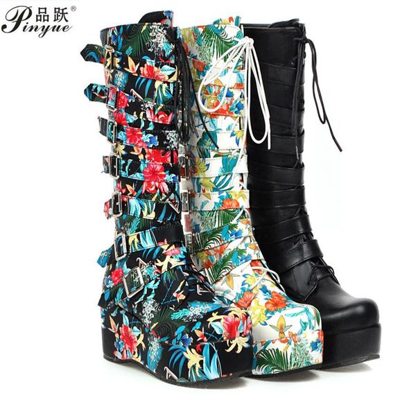 gothic punk womens platform boots black buckle strap lace up wedges shoes mid calf combat boots
gothic punk womens platform boots black buckle strap lace up wedges shoes mid calf combat boots