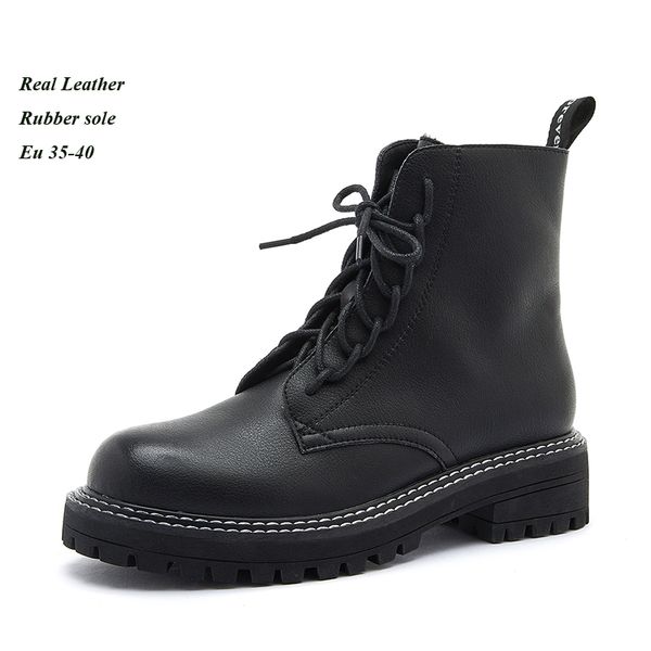 women martin boosts leather lace-up ankle boots hidden zipper sides ventilated outdoor shoes smooth matte upper eu35-40, Black
women martin boosts leather lace-up ankle boots hidden zipper sides ventilated outdoor shoes smooth matte upper eu35-40, Black