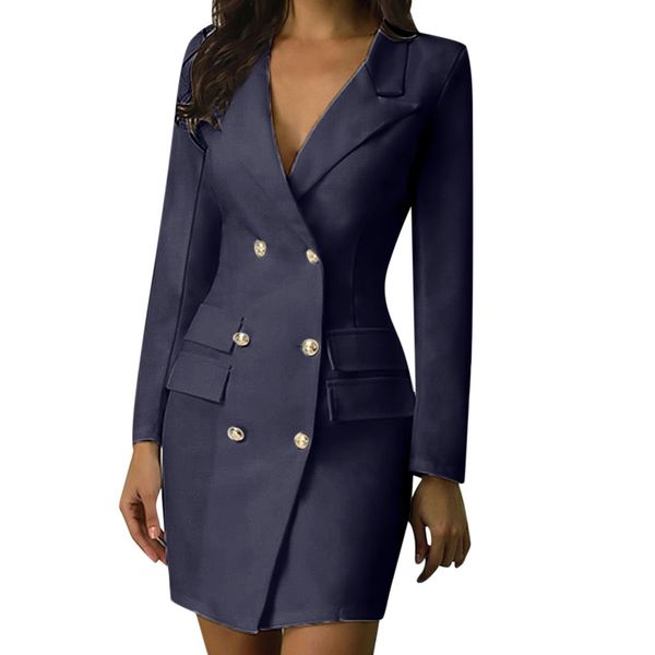 Woman Elegant Mini Dress Professional Double-breasted Blazer Style Slim Fit Dress Female Sexy Long Sleeve Mini Dres #YJ2
Woman Elegant Mini Dress Professional Double-breasted Blazer Style Slim Fit Dress Female Sexy Long Sleeve Mini Dres #YJ2