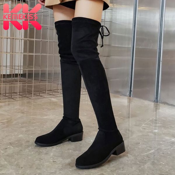 boots kemekiss thigh high women brand comfort stretch shoes casual lace up soft suede flats booties mujer size 34-43, Black
boots kemekiss thigh high women brand comfort stretch shoes casual lace up soft suede flats booties mujer size 34-43, Black