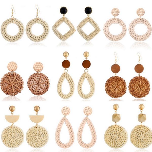 fashion earrings handmade wooden straw weave rattan vine braid drop earrings new fashion geometric long earrings, Silver
fashion earrings handmade wooden straw weave rattan vine braid drop earrings new fashion geometric long earrings, Silver