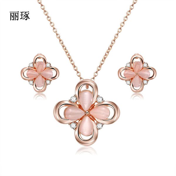 pink petal alloy opal shape earrings necklace jewelry set female stainless steel alloy simple wild temperament fashion jewelry, Silver
pink petal alloy opal shape earrings necklace jewelry set female stainless steel alloy simple wild temperament fashion jewelry, Silver