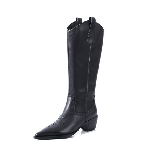 2020 new genuine leather female western boots winter warm women knee high boots dancing shoes woman, Black
2020 new genuine leather female western boots winter warm women knee high boots dancing shoes woman, Black