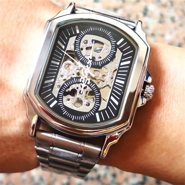 new men's watch stainless steel skeleton watch men square face automatic mechanical watches male relojes relogio masculino 2020 0924, Slivery;brown
new men's watch stainless steel skeleton watch men square face automatic mechanical watches male relojes relogio masculino 2020 0924, Slivery;brown