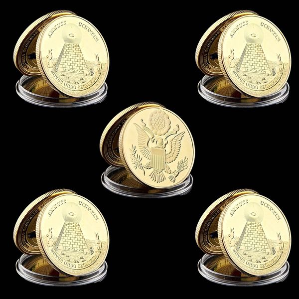 5pcs gold plated coin american eagle masonic annuit coeptis commemorative coin medallion collection physical gift
5pcs gold plated coin american eagle masonic annuit coeptis commemorative coin medallion collection physical gift