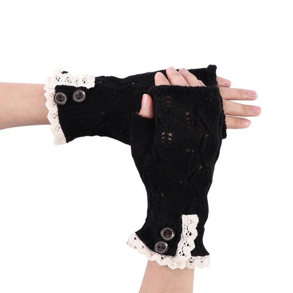women warm knitting wool gloves hollow out lace with button half finger mittens high quality, Blue;gray
women warm knitting wool gloves hollow out lace with button half finger mittens high quality, Blue;gray