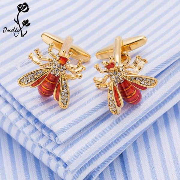 

Luxury Man Cuff Links Shirt Suit Crystal Bee Animal Gold Filled Cufflinks Best Man Gift Wholesale in Bulk Free Shipping