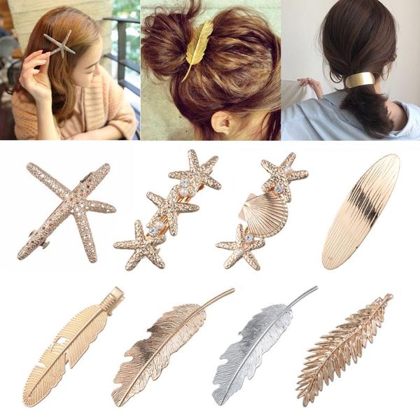 fashion women geometric metal leaf shape hair clip pearl starfish hairpins feather barrettes hairgrip hair jewelry accessories, Golden;silver
fashion women geometric metal leaf shape hair clip pearl starfish hairpins feather barrettes hairgrip hair jewelry accessories, Golden;silver