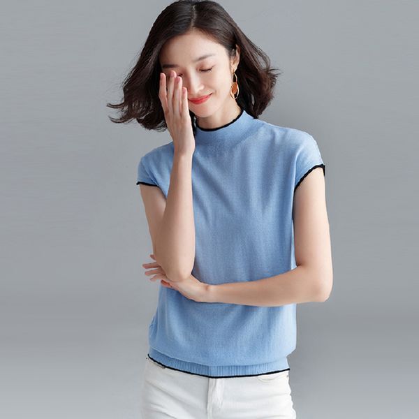women's t-shirt fashion knitted women half turtleneck knit pullover 2021 loose tshirts comfortable tee shirt female, White
women's t-shirt fashion knitted women half turtleneck knit pullover 2021 loose tshirts comfortable tee shirt female, White