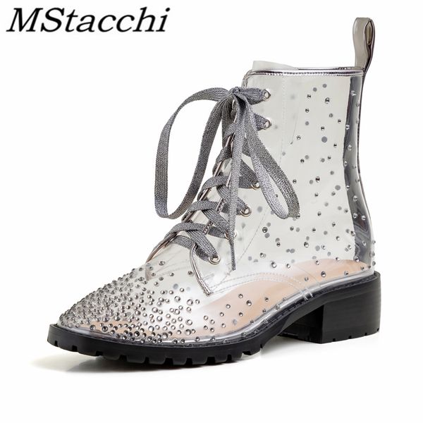 mstacchi transparent rhinestone lace up women short boots round toe new design mature square heel madam shoes zapatos mujer, Black
mstacchi transparent rhinestone lace up women short boots round toe new design mature square heel madam shoes zapatos mujer, Black