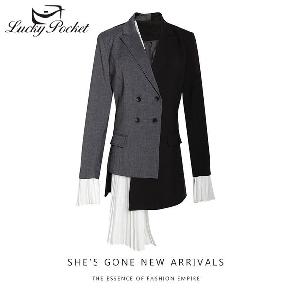 women's jackets women spring autumn dark gray lapel coat ladies fashion ruffles splice irregular button slim jacket long sleeve outerwe, Black;brown
women's jackets women spring autumn dark gray lapel coat ladies fashion ruffles splice irregular button slim jacket long sleeve outerwe, Black;brown