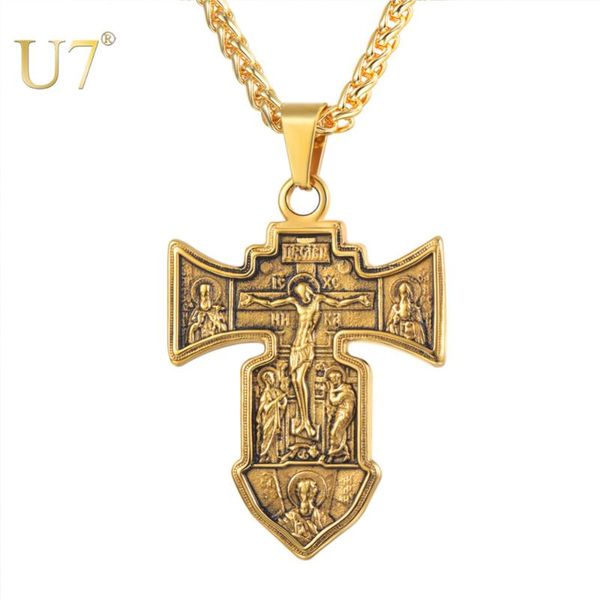u7 crucifix pendant inri cross necklace gold color stainless steel hip hop chain fathers day gift men jewelry crocifisso p1172, Silver
u7 crucifix pendant inri cross necklace gold color stainless steel hip hop chain fathers day gift men jewelry crocifisso p1172, Silver