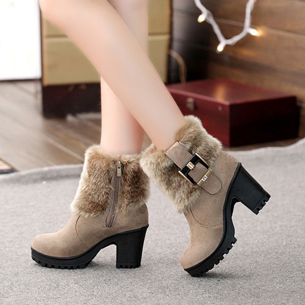 2020 fashion high heels boots women winter shoes warm fur women snow boots elegant ladies ankle botas square heels 7cm n049, Black
2020 fashion high heels boots women winter shoes warm fur women snow boots elegant ladies ankle botas square heels 7cm n049, Black