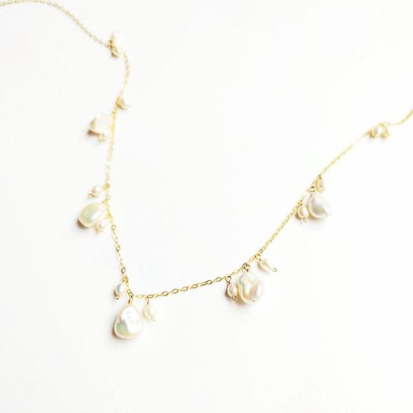 lii ji baroque pearl chain necklace white freshwater pearl beads ameican 14k gold filled delicate princess necklace for gift, Silver
lii ji baroque pearl chain necklace white freshwater pearl beads ameican 14k gold filled delicate princess necklace for gift, Silver