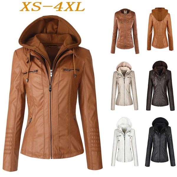 women faux leather jacket gothic motorcycle basic jackets hooded coats soft pu zipper jacket winter autumn outerwear streetwear, Black
women faux leather jacket gothic motorcycle basic jackets hooded coats soft pu zipper jacket winter autumn outerwear streetwear, Black