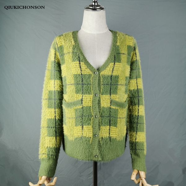 women's knits & tees vintage synthetic mink cashmere sweater women harajuku lazy style ladies v-neck button up cropped fuzzy plaid card, White
women's knits & tees vintage synthetic mink cashmere sweater women harajuku lazy style ladies v-neck button up cropped fuzzy plaid card, White
