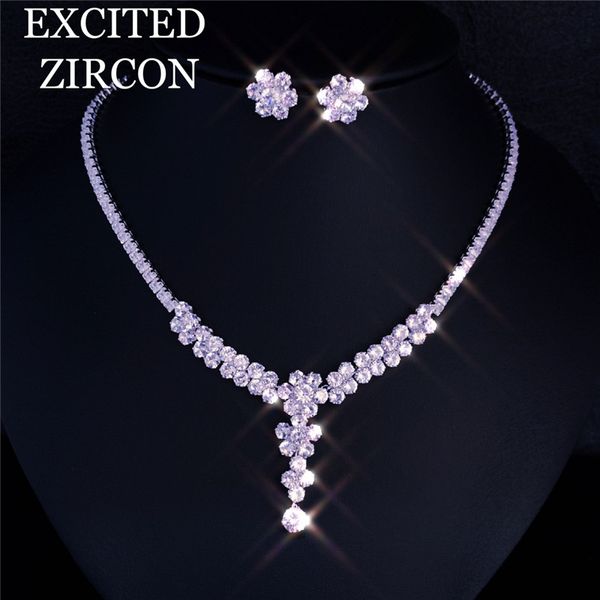 woman luxury zircon shiny necklace earring jewelry set bride wedding fashion accessories exquisite charm party jewelry, Silver
woman luxury zircon shiny necklace earring jewelry set bride wedding fashion accessories exquisite charm party jewelry, Silver