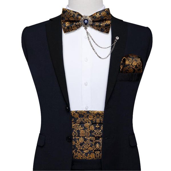 men's formal cummerbunds silk floral bow tie set pocket square brooch chain wedding party waistband ceremonial belt dibangu, Black;brown
men's formal cummerbunds silk floral bow tie set pocket square brooch chain wedding party waistband ceremonial belt dibangu, Black;brown