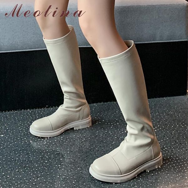 meotina knee high boots women shoes genuine leather platform flats riding boots slip on stretch long ladies beige size 40, Black
meotina knee high boots women shoes genuine leather platform flats riding boots slip on stretch long ladies beige size 40, Black