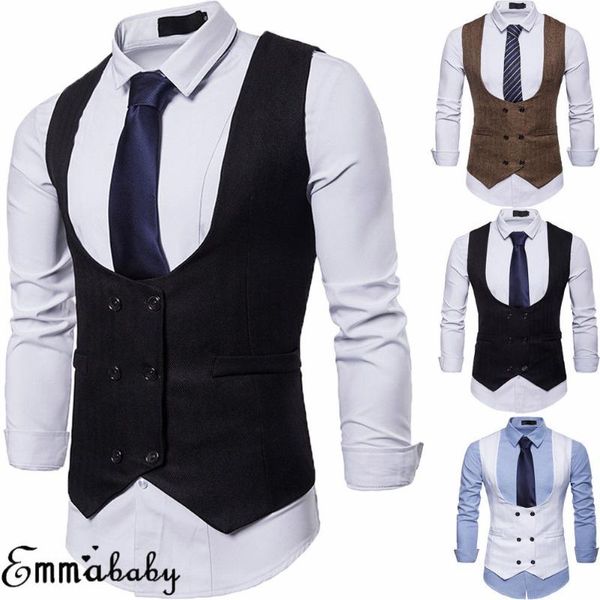 hirigin 2020 bussiness men vest england style gentleman' waistcoat for men double-breasted formal vest, White;black
hirigin 2020 bussiness men vest england style gentleman' waistcoat for men double-breasted formal vest, White;black