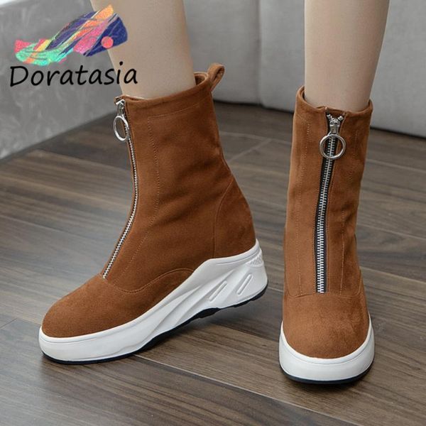 doratasia women zipper wedges fashion brand classic shoes casual boots women flock platform mid calf snowboots, Black
doratasia women zipper wedges fashion brand classic shoes casual boots women flock platform mid calf snowboots, Black