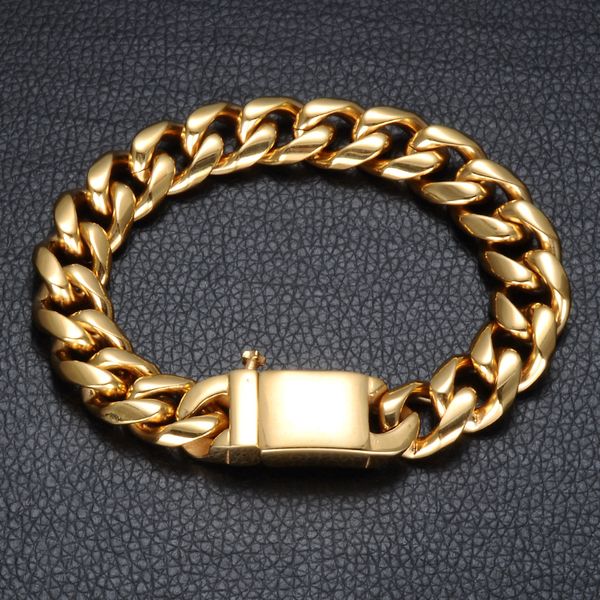 hip hop heavy rock mens bracelet gold color 316l stainless steel curb cuban link chain bracelets for men jewelry, Black
hip hop heavy rock mens bracelet gold color 316l stainless steel curb cuban link chain bracelets for men jewelry, Black