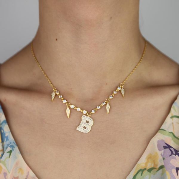 fashion jewelry alphabet letter b pendant necklace for women 41+5cm chain gold color paved clear cz charm necklaces, Silver
fashion jewelry alphabet letter b pendant necklace for women 41+5cm chain gold color paved clear cz charm necklaces, Silver