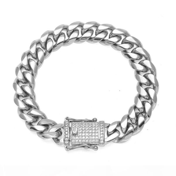 14mm mens cuban miami link bracelet rhinestone clasp iced out gold silver stainless steel chain bracelet 22cm, Black
14mm mens cuban miami link bracelet rhinestone clasp iced out gold silver stainless steel chain bracelet 22cm, Black