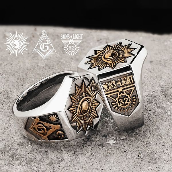 the sun devil eyes hexagon masonic ring for men stainless steel ason totem jewelry 7 ~ 14, Silver
the sun devil eyes hexagon masonic ring for men stainless steel ason totem jewelry 7 ~ 14, Silver