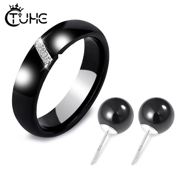 tuhe fashion women ceramic jewelry sets for women trendy jewelry 6mm smooth ceramic ring stud earrings cz female set, Silver
tuhe fashion women ceramic jewelry sets for women trendy jewelry 6mm smooth ceramic ring stud earrings cz female set, Silver