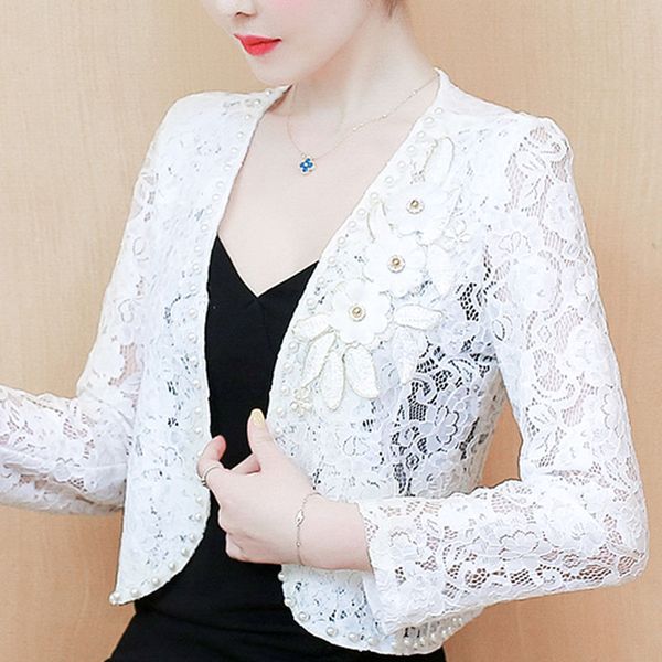 3xl 4xl plus size jacket women long sleeve black white women jacket beading hollow out lace coat short clothes d107, Black;brown
3xl 4xl plus size jacket women long sleeve black white women jacket beading hollow out lace coat short clothes d107, Black;brown