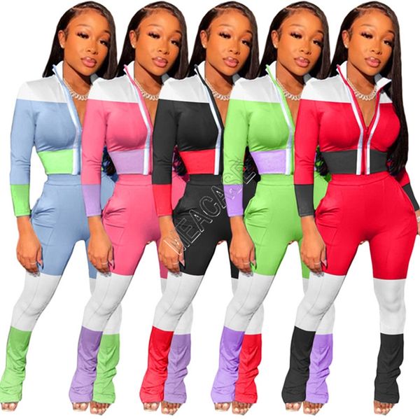 2020 women reflective stripe patchwork zipper jacket coat outfits color block legging pants tracksuit long sleeve trousers suit d82007, White
2020 women reflective stripe patchwork zipper jacket coat outfits color block legging pants tracksuit long sleeve trousers suit d82007, White