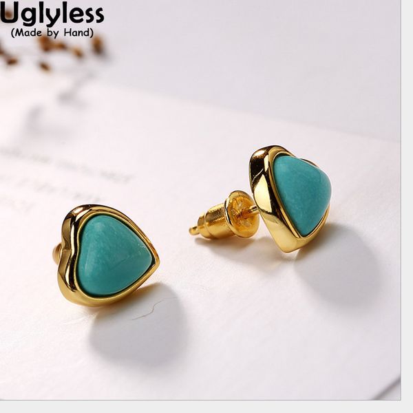 uglyless real 925 sterling silver natural turquoise handmade heart-shape stud earrings for women ethnic brincos fine love bijoux, Golden;silver
uglyless real 925 sterling silver natural turquoise handmade heart-shape stud earrings for women ethnic brincos fine love bijoux, Golden;silver