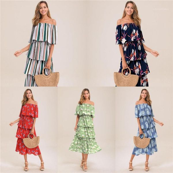 dresses slash neck short sleeve dresses summer casual tiered female clothes new arrival flora printed womens, Black;gray
dresses slash neck short sleeve dresses summer casual tiered female clothes new arrival flora printed womens, Black;gray