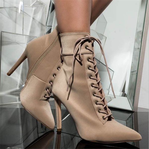new boots women 2020 autumn fashion ankle boots pointed toe stiletto heel shoes stretch lace-up high heel botas mujer 42, Black
new boots women 2020 autumn fashion ankle boots pointed toe stiletto heel shoes stretch lace-up high heel botas mujer 42, Black